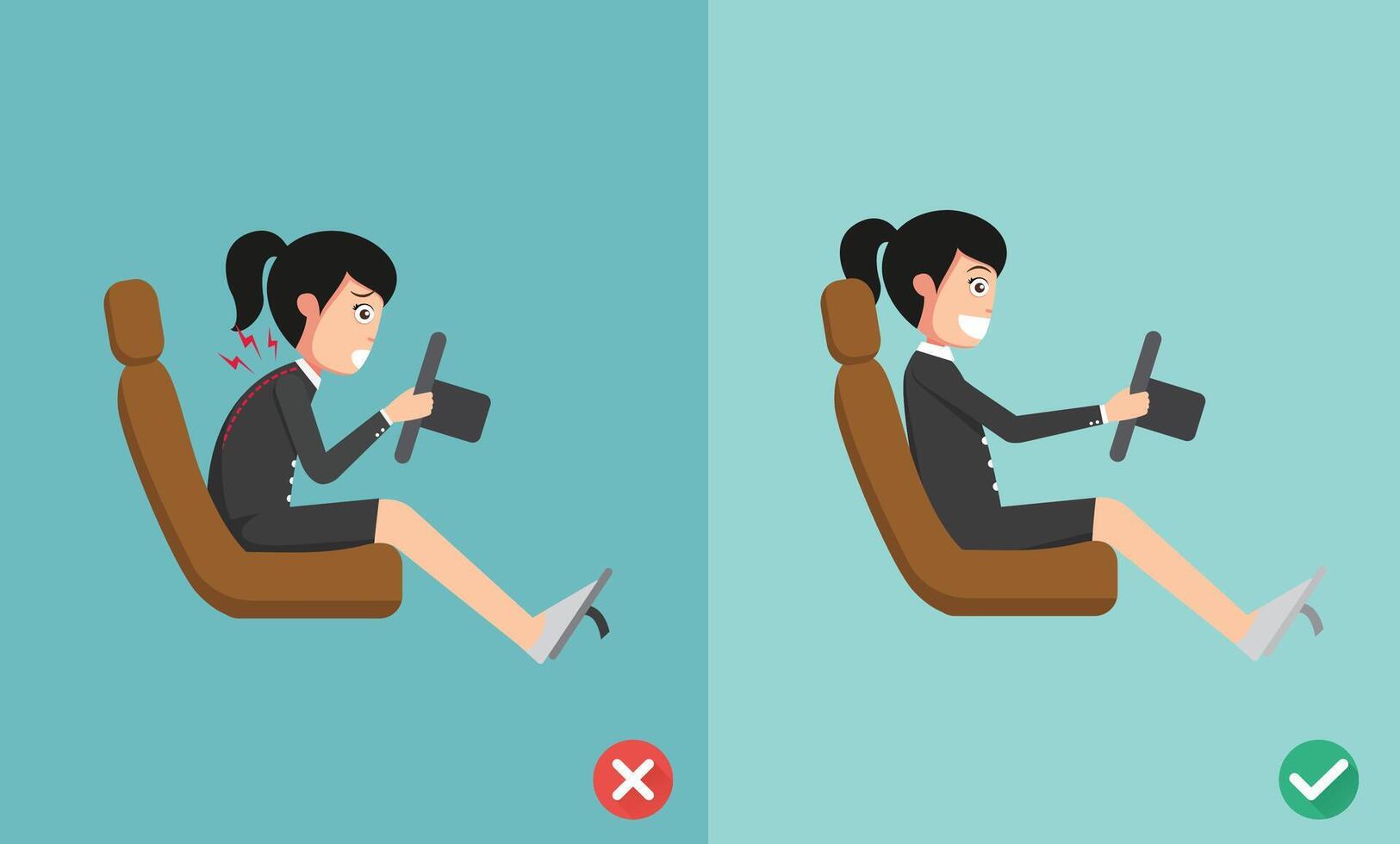 Best and worst positions for driving a car illustration vector