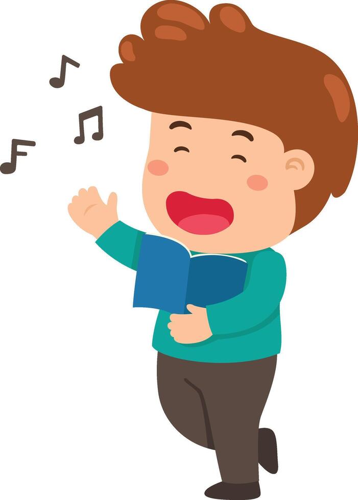 kid boy sing a song vector
