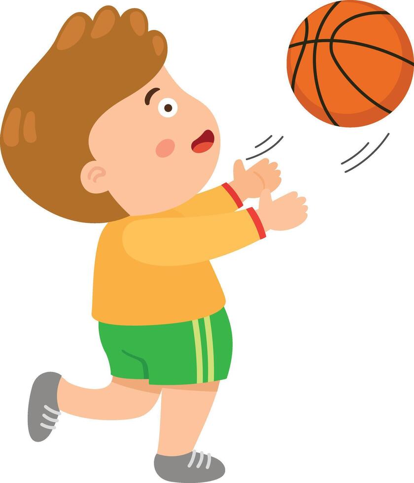 Kid boy playing basketball vector