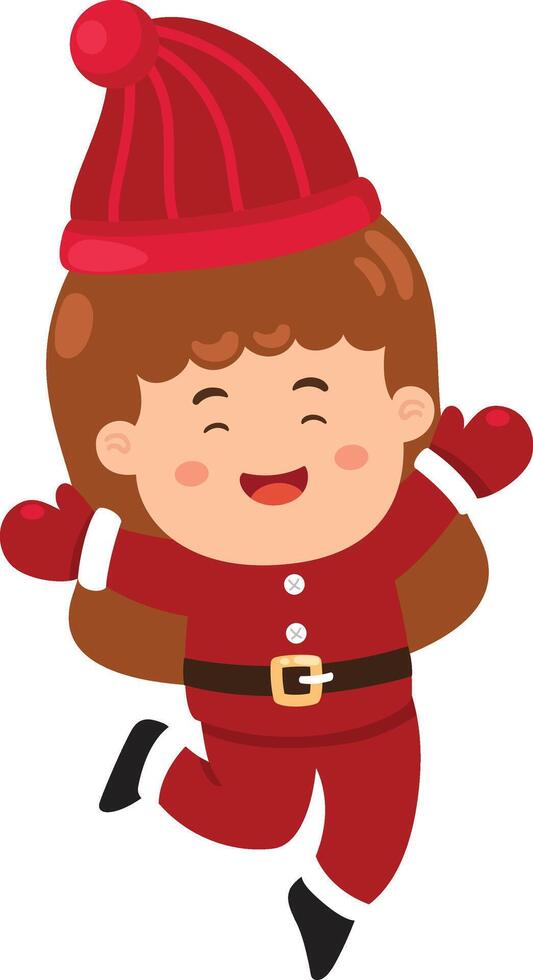 kid girl in red santa clothes vector