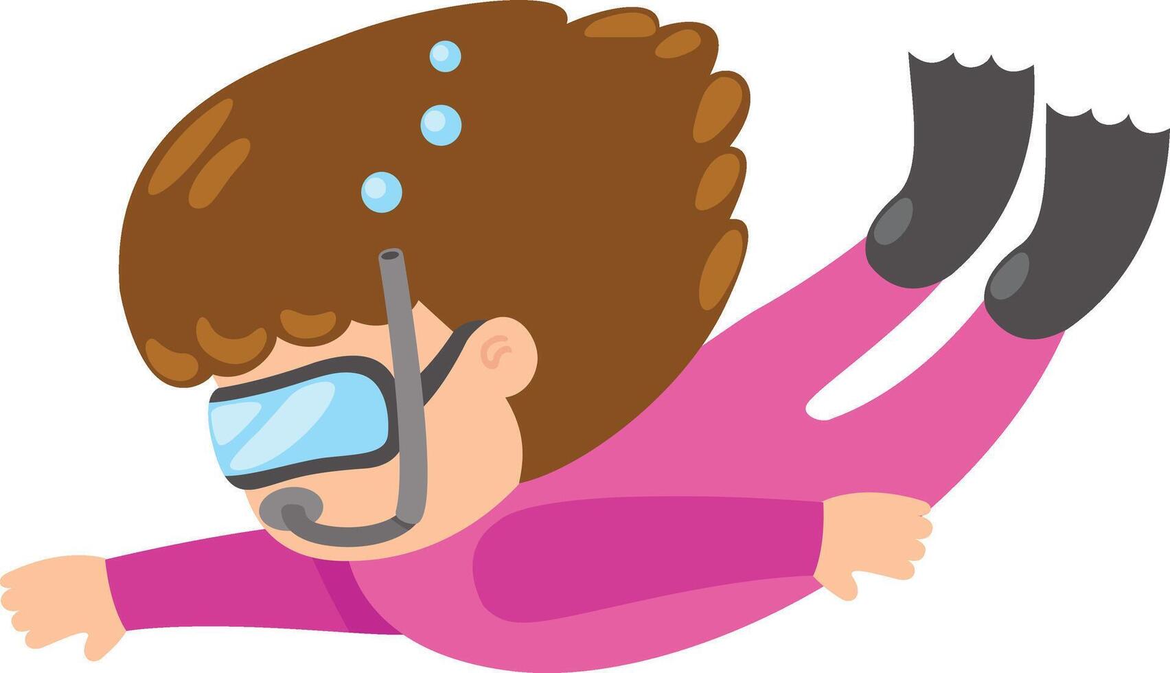 illustration of isolated kid girl snorkeling vector