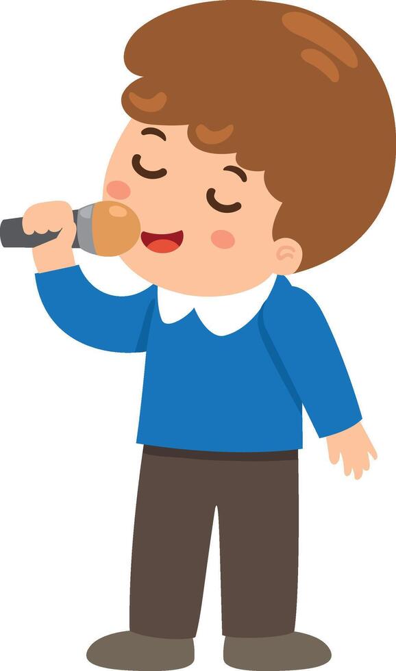 kid boy sing a song vector