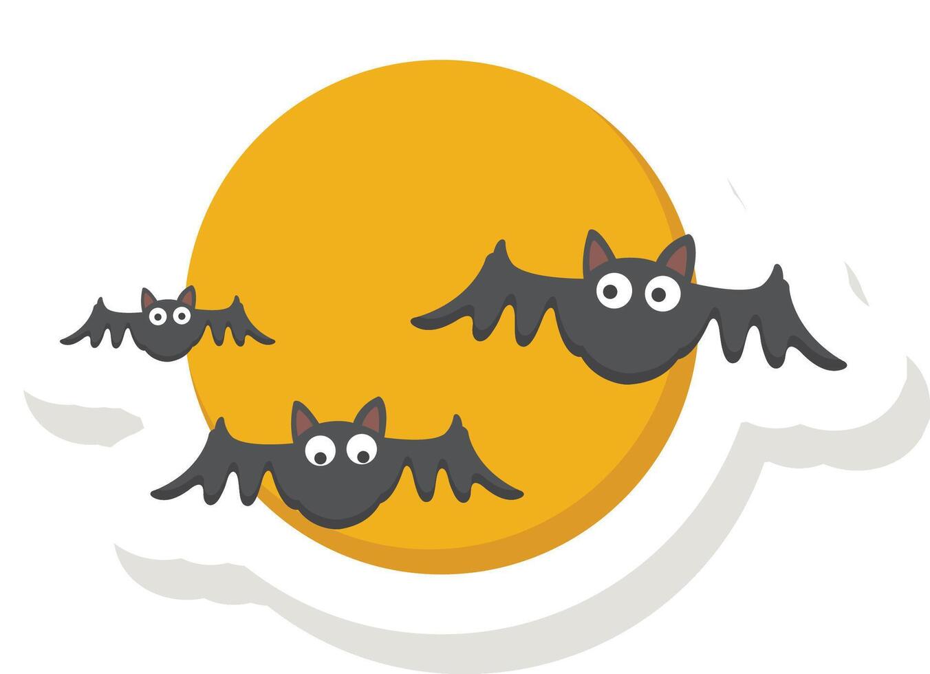illustration halloween moon sticker icon vector
