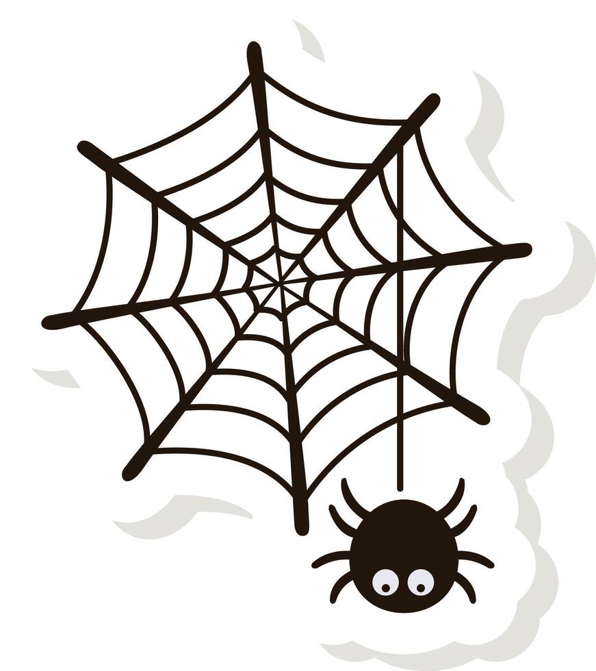 illustration Halloween spider sticker icon vector