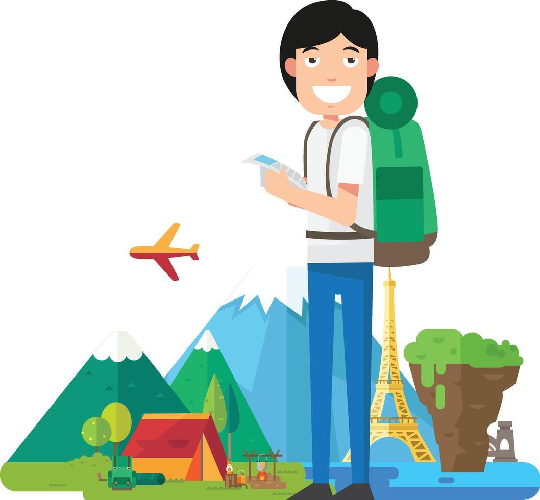 Illustration of a traveler man vector