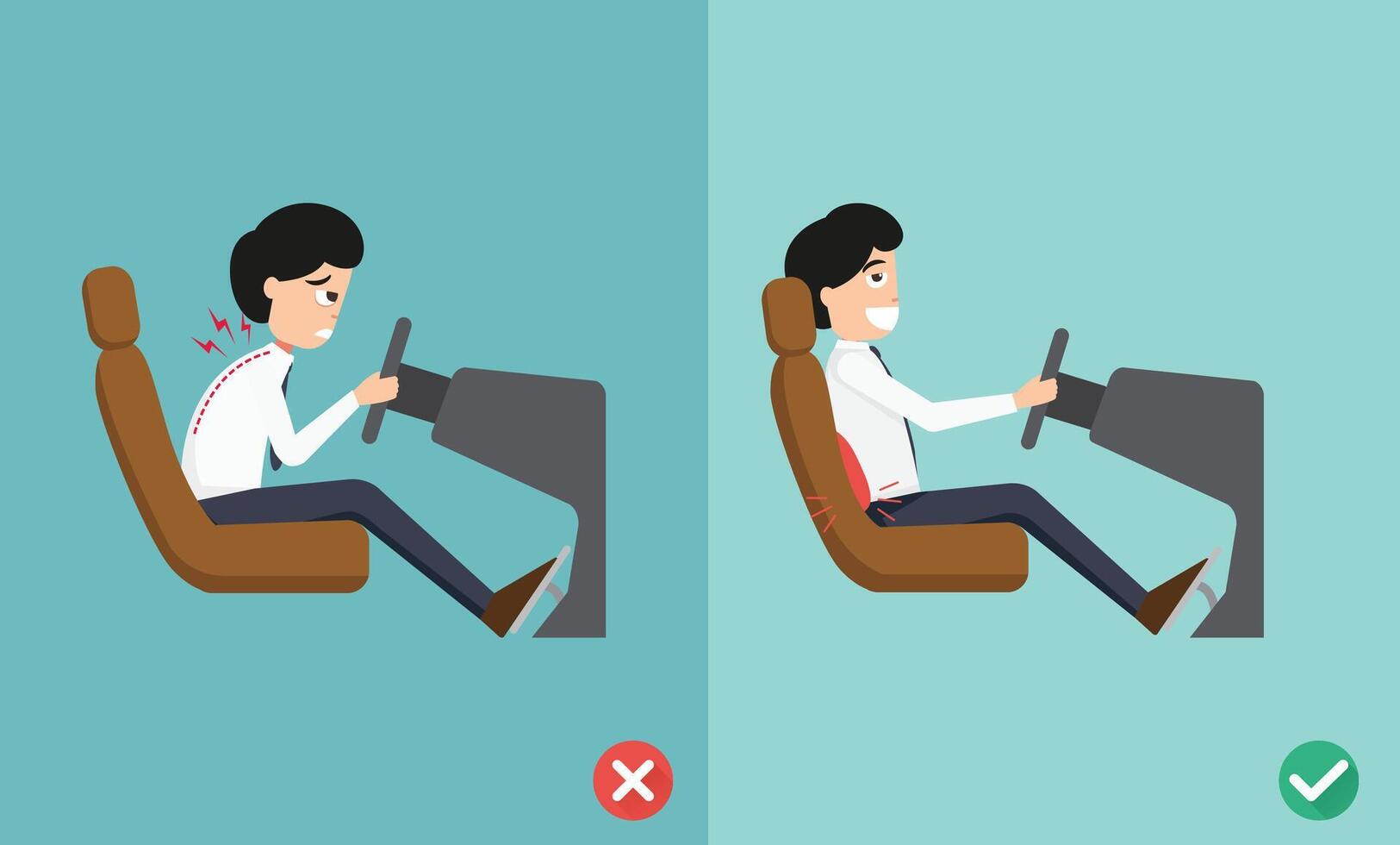 Best and worst positions for driving a car illustration vector