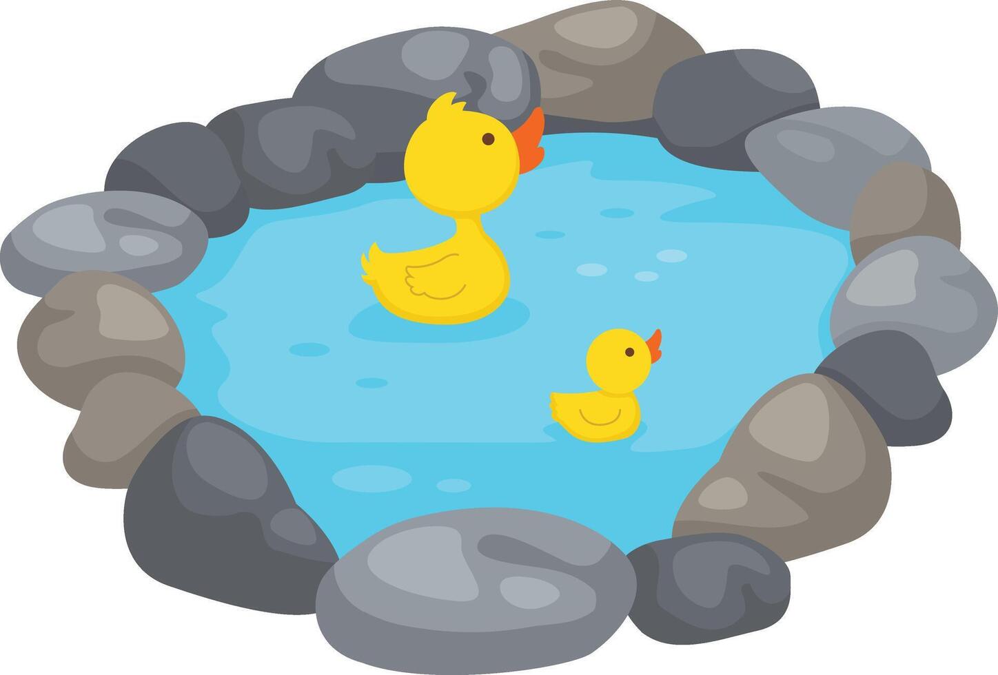 duck swimming in the pond illustration vector