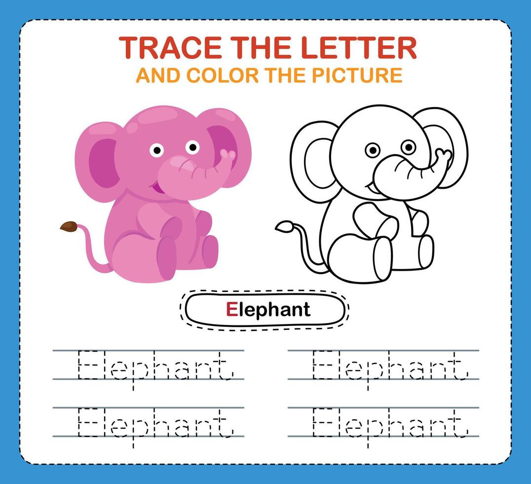 Trace letters of english alphabet and coloring book.Handwriting practice for preschool kids vector