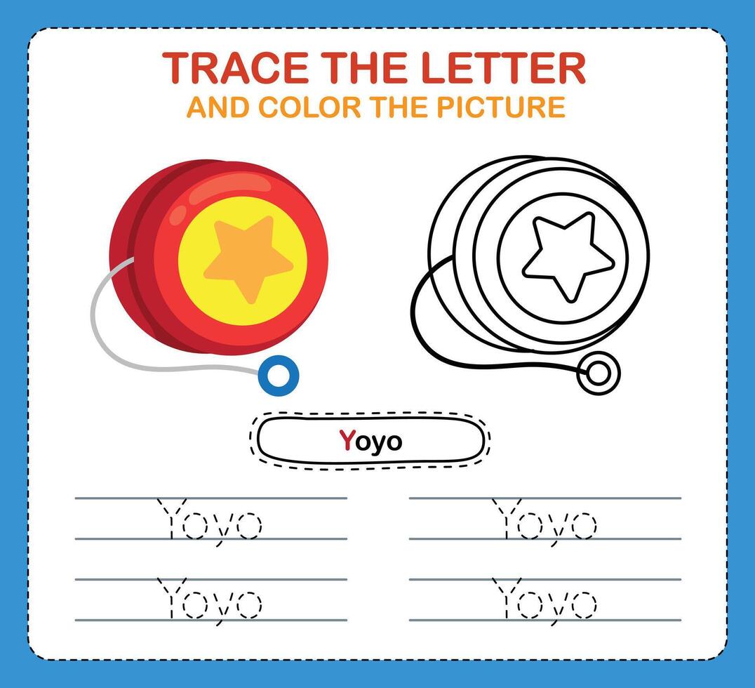 Trace letters of english alphabet and coloring book.Handwriting practice for preschool kids vector