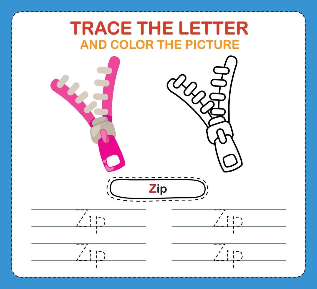 Trace letters of english alphabet and coloring book.Handwriting practice for preschool kids vector