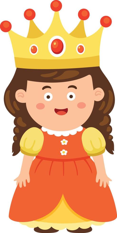 illustration of cute children characters with queen costume white on background vector