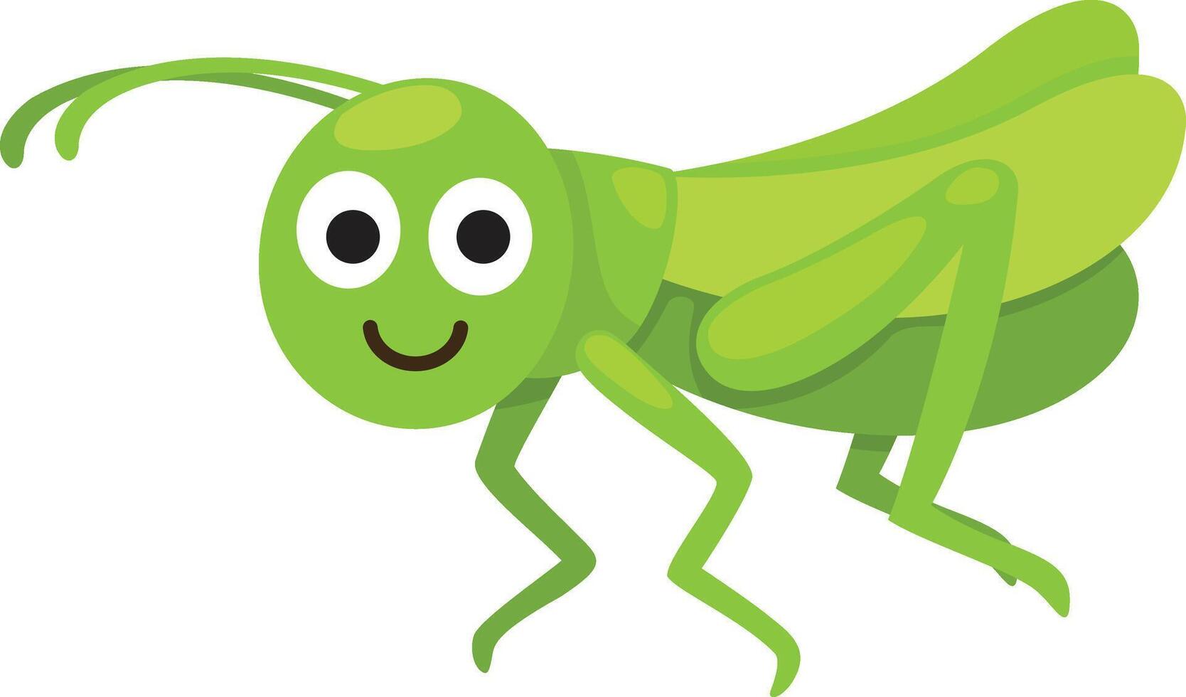 illustration of green grasshopper cartoon white on background vector