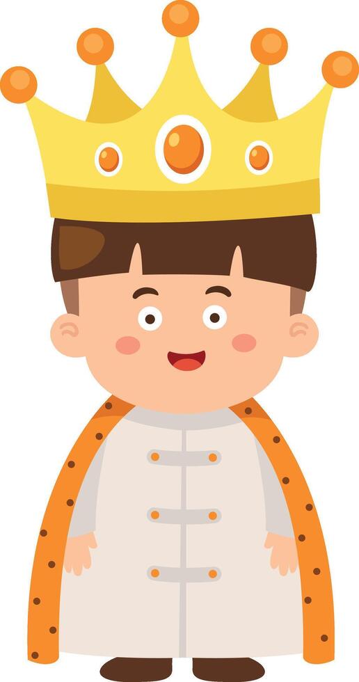 illustration of cute children characters with king costume white on background vector