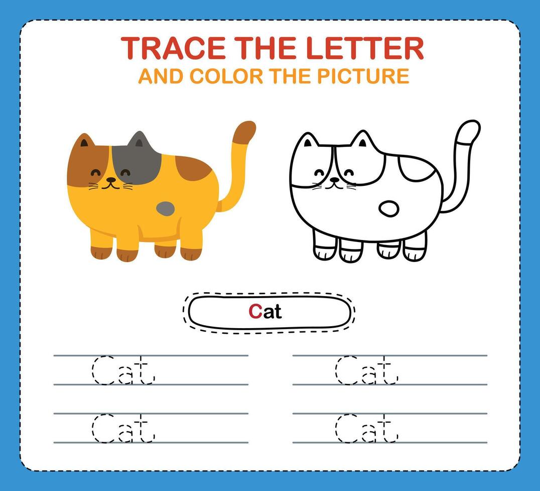 Trace letters of english alphabet and coloring book.Handwriting practice for preschool kids vector