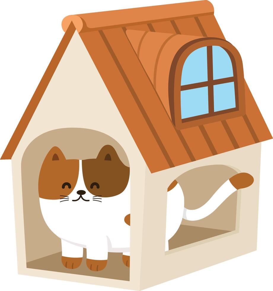 illustration of cat and house on the white background vector