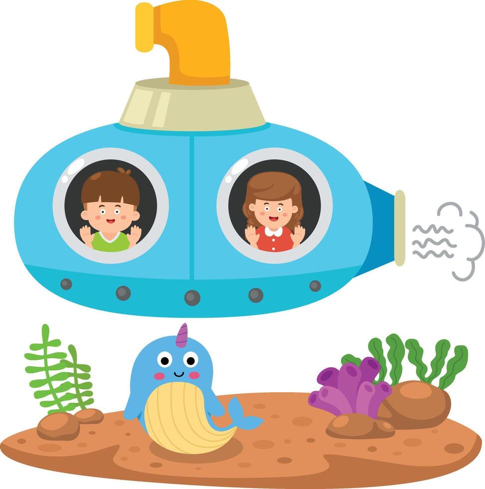 Submarine under sea concept illustration vector