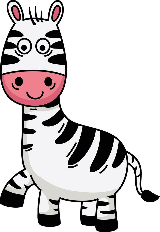Hand drawn zebra character illustration, vector