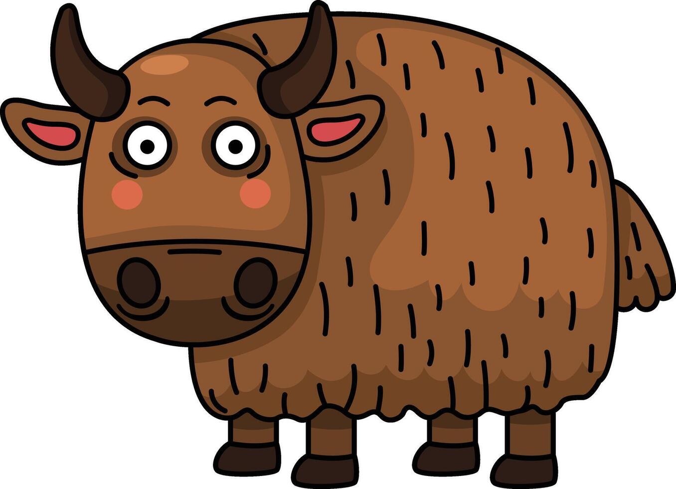 Hand drawn yak character illustration, vector
