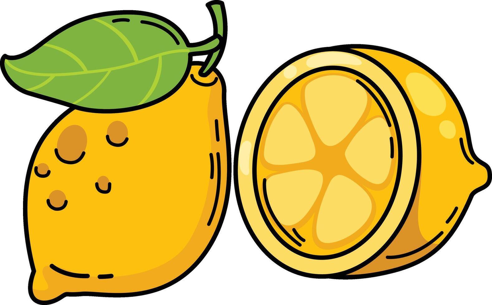 illustration of fresh lemon fruit outline white on background vector