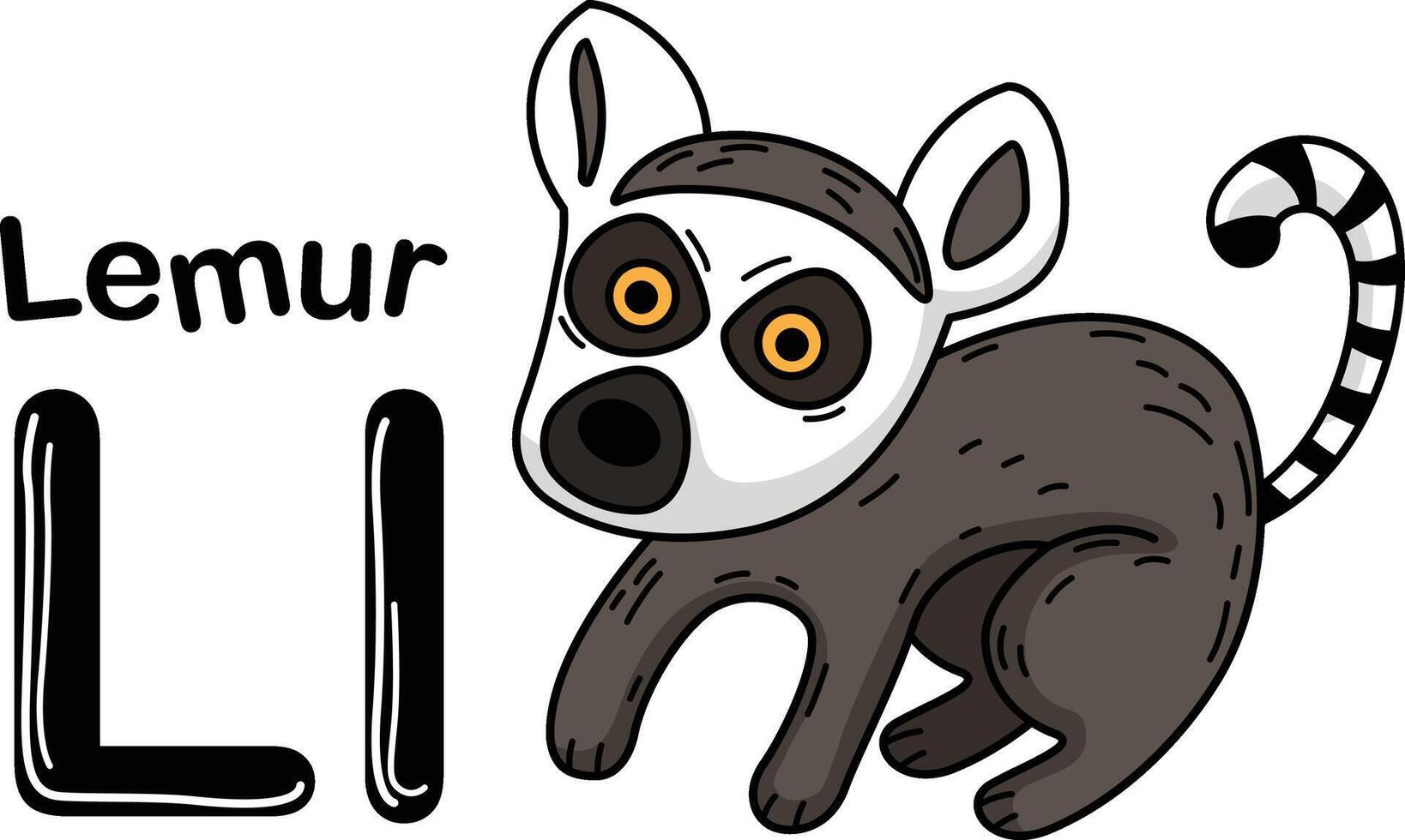 Illustration Isolated Animal Alphabet Letter L-Lemur vector