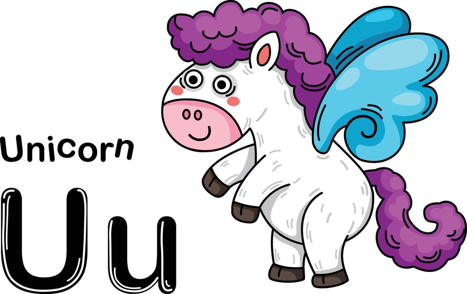 Illustration Isolated Animal Alphabet Letter U-Unicorn vector
