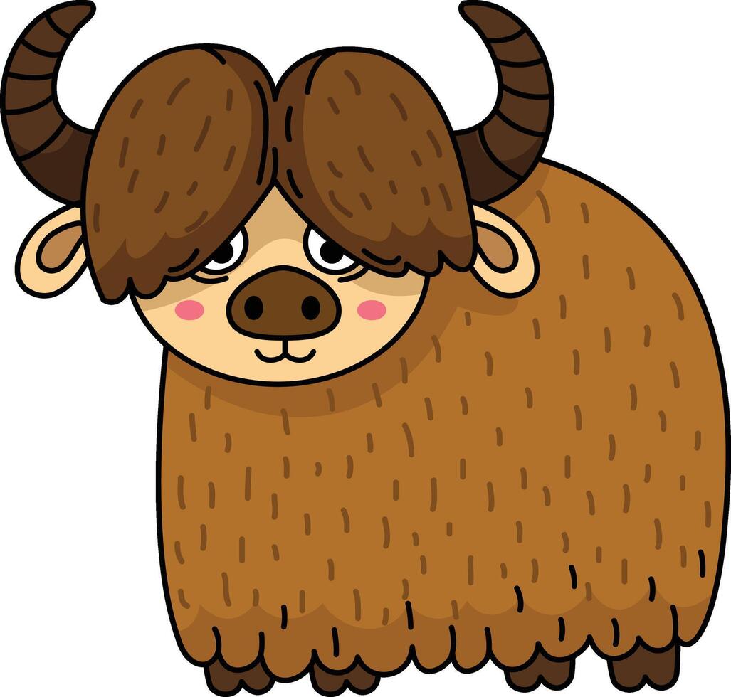 Hand drawn yak character illustration, vector