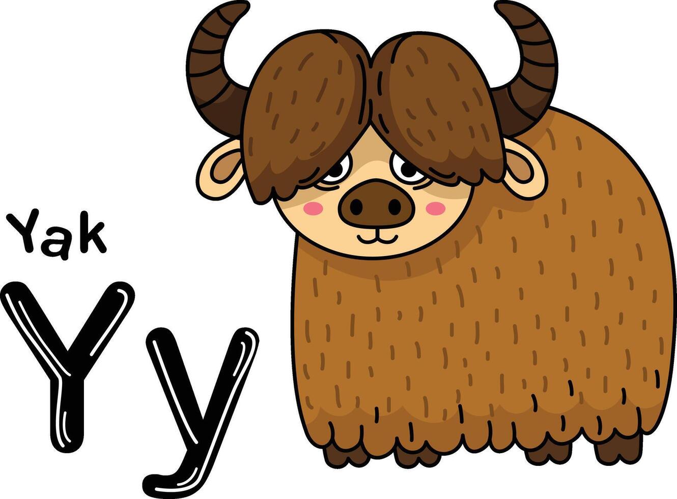 Illustration Isolated Animal Alphabet Letter Y-Yak vector