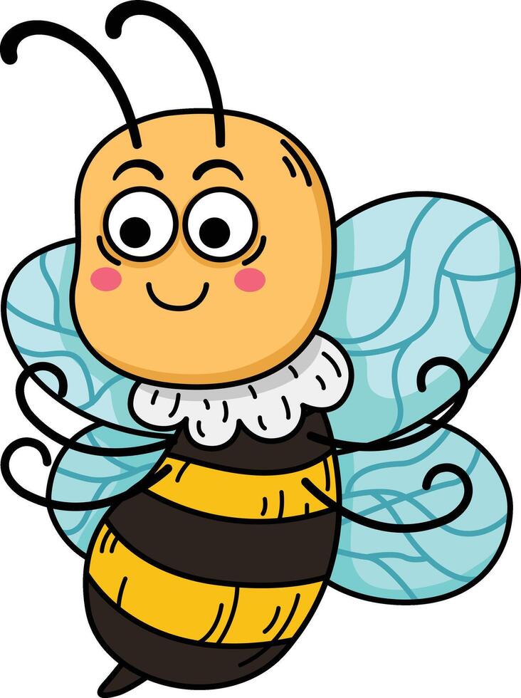 illustration of colorful bee outline white on background vector