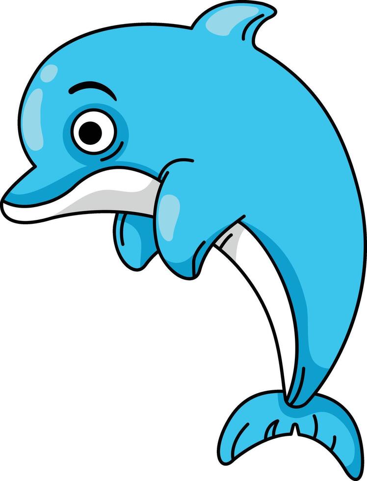 illustration of colorful dolphin outline white on background vector