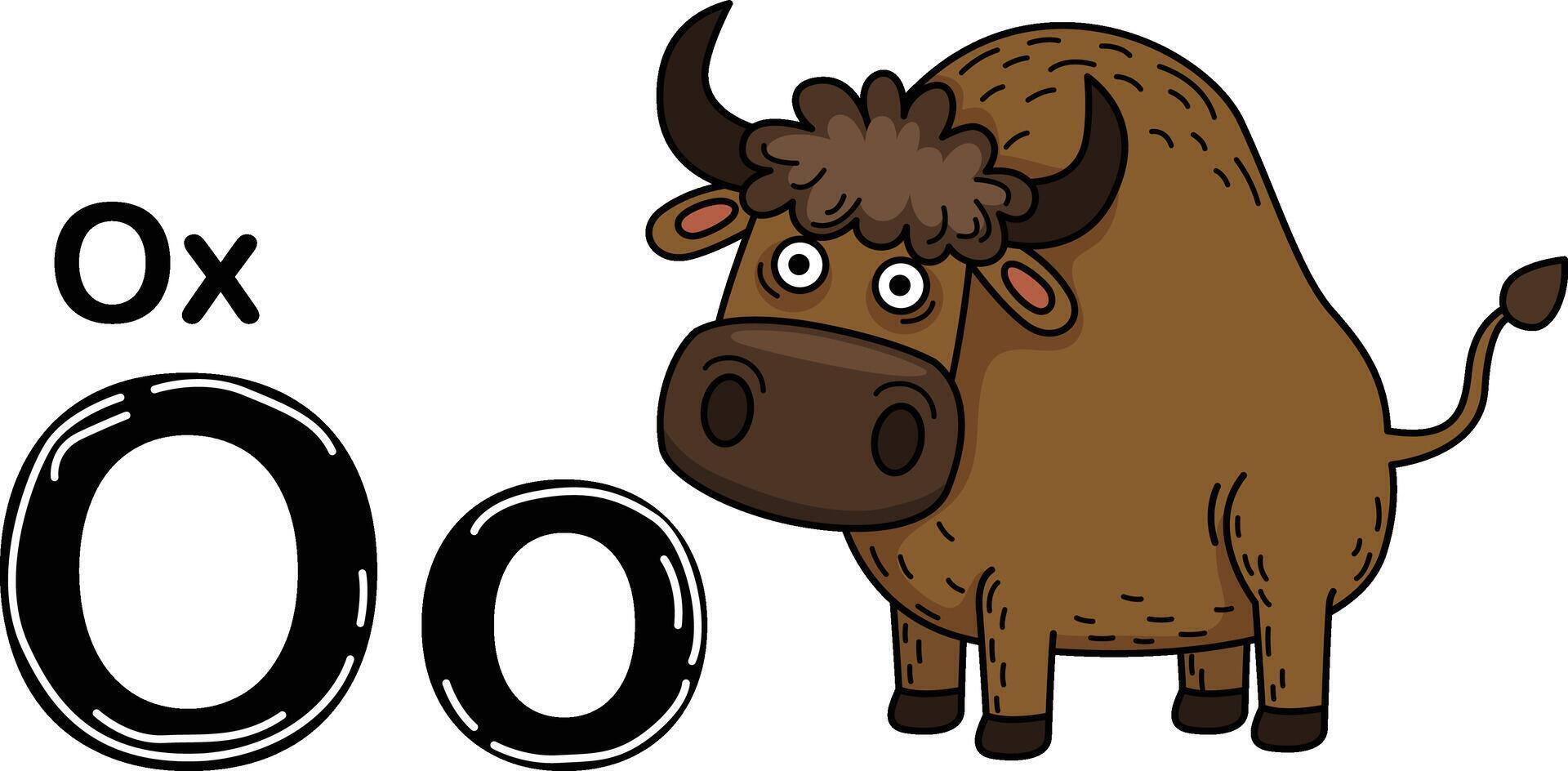 Illustration Isolated Animal Alphabet Letter O-Ox vector
