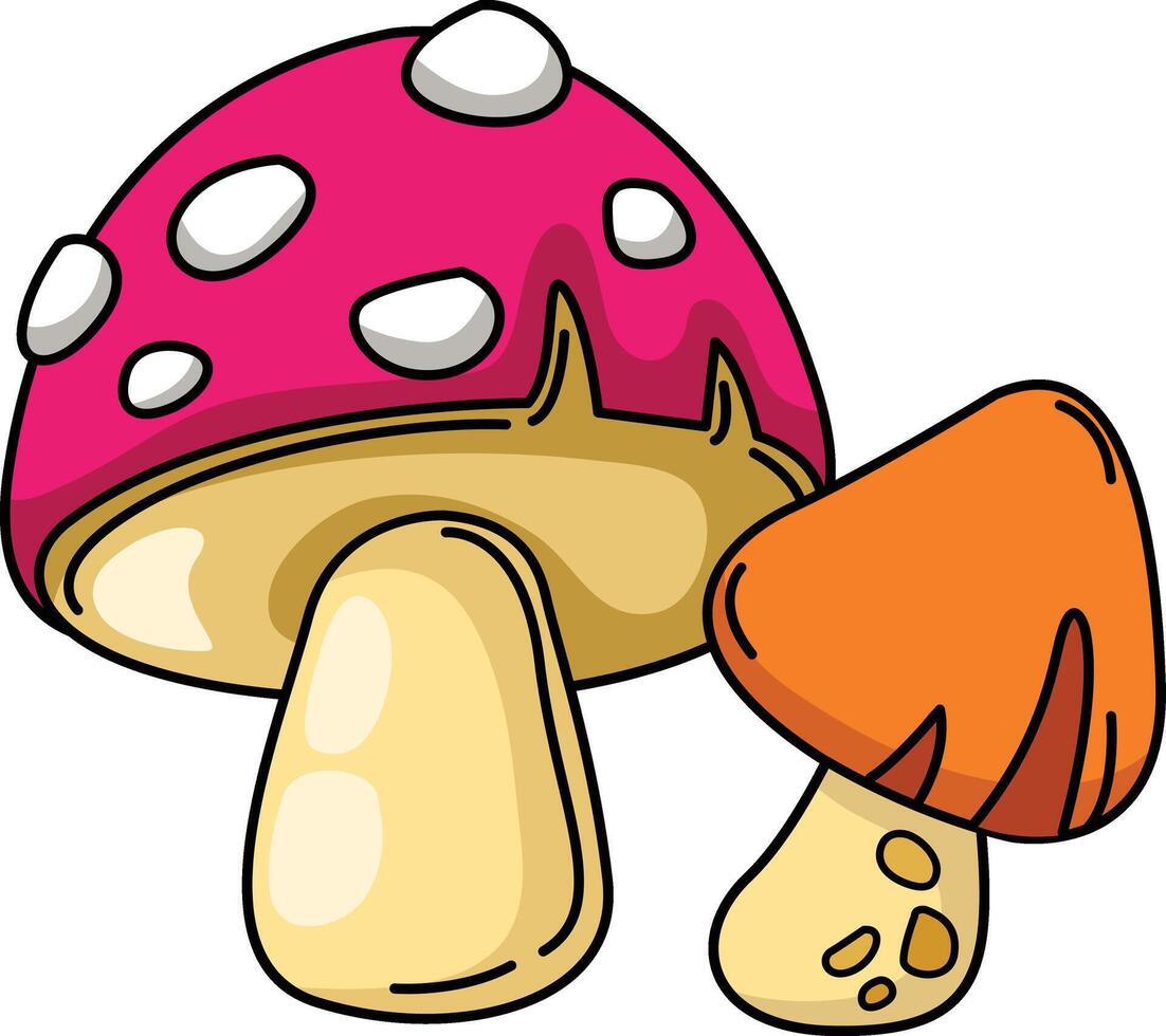 illustration of colorful mushroom outline white on background vector
