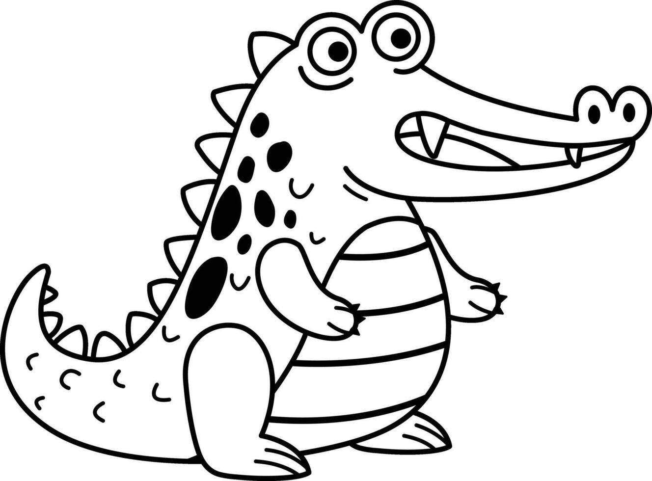 illustration of colorful alligator outline white on background vector