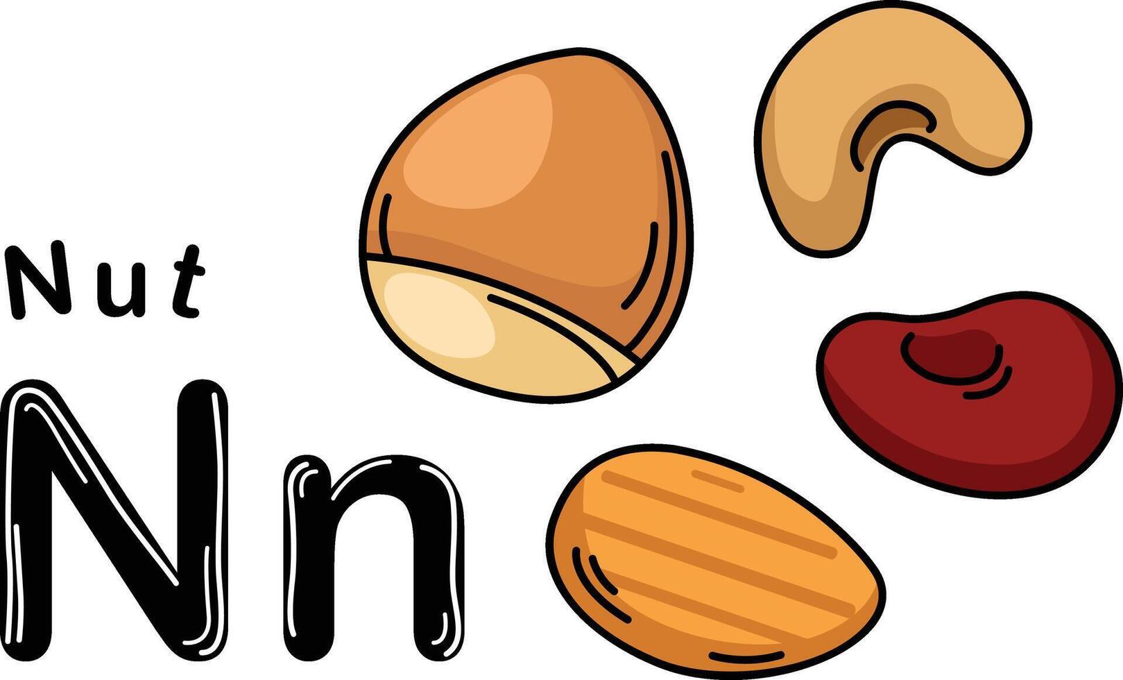 Illustration Isolated Alphabet Letter N-Nut vector