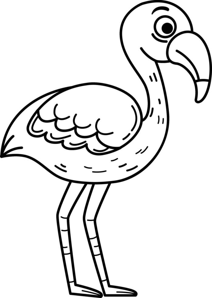 Hand drawn flamingo character illustration, vector