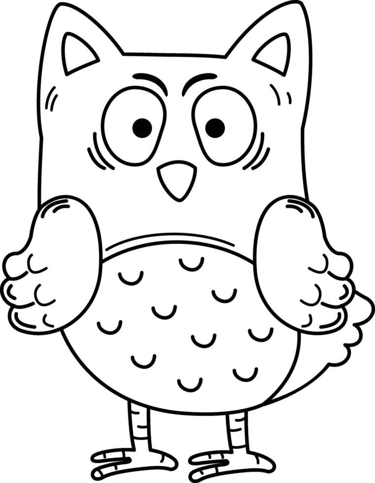 Hand drawn owl character illustration, vector