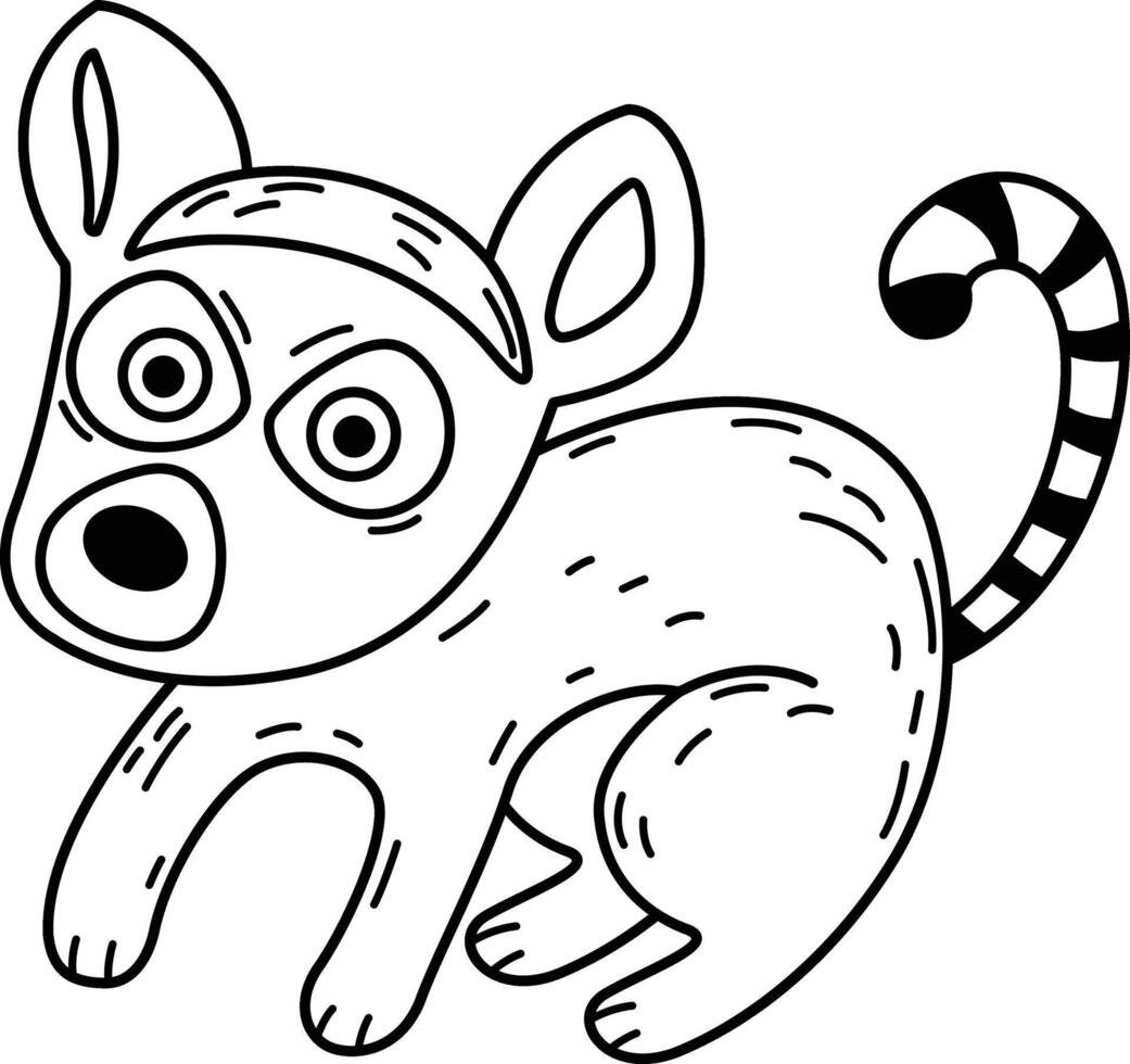Hand drawn lemur character illustration, vector