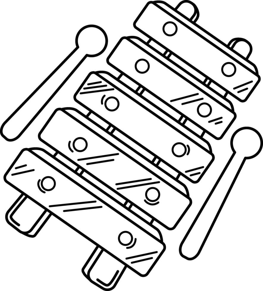 illustration of colorful wooden xylophone with sticks white on background vector