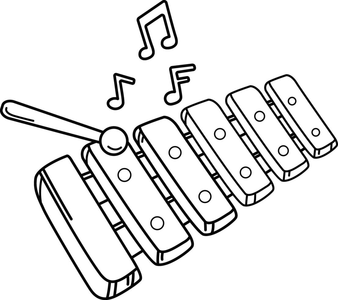 illustration of colorful wooden xylophone with sticks white on background vector