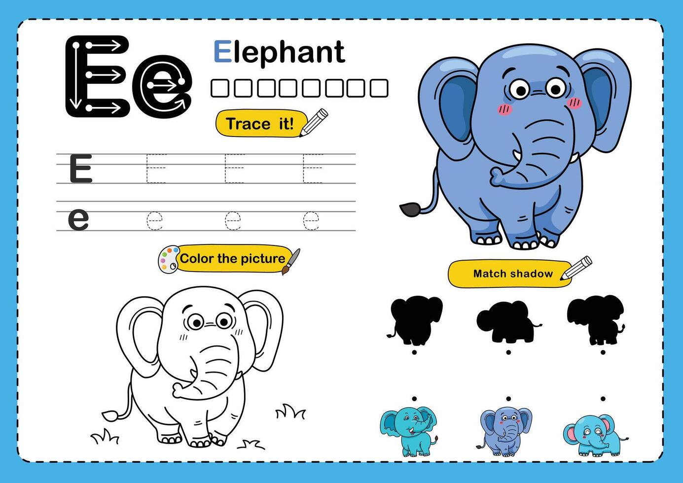 Illustration Isolated Animal Alphabet Letter E-Elephant vector