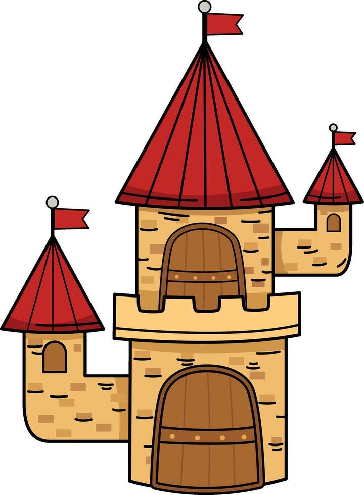 illustration of castle outline white on background vector