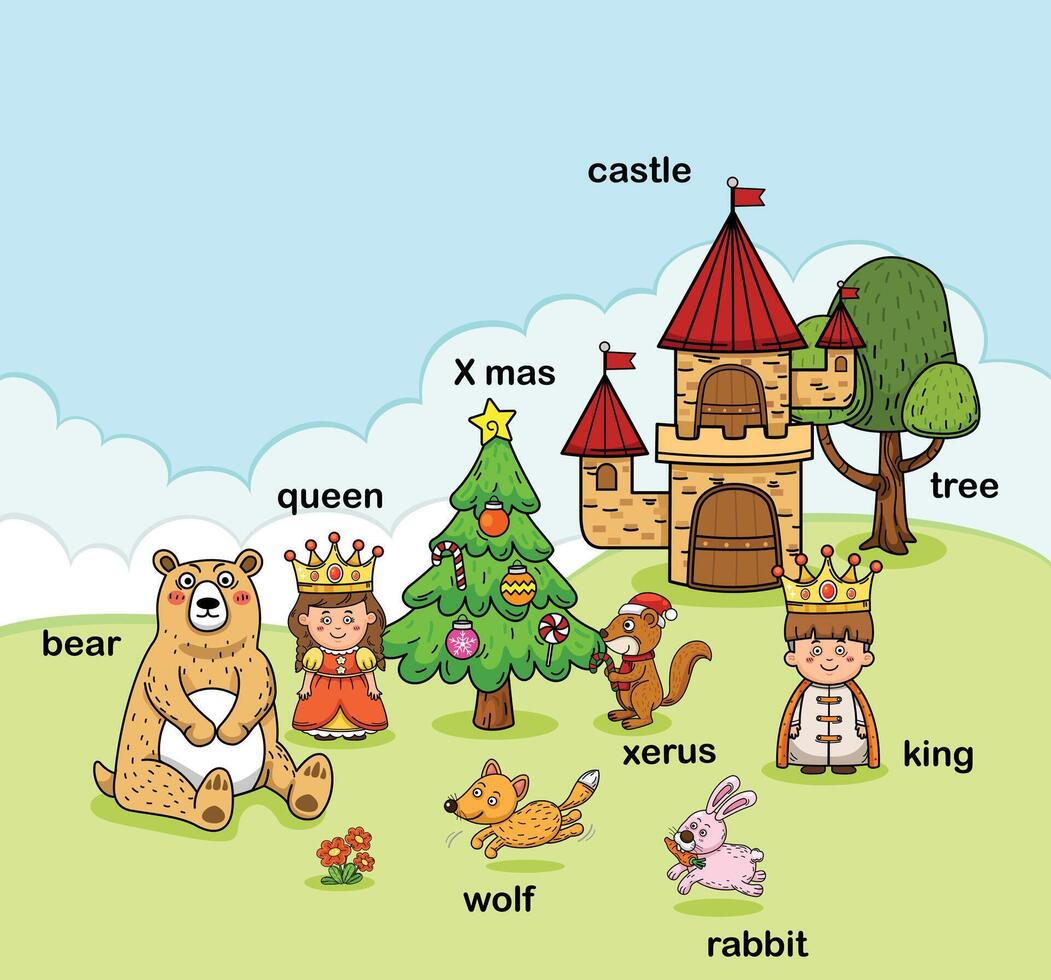 education vocabulary cartoon outline illustration vector