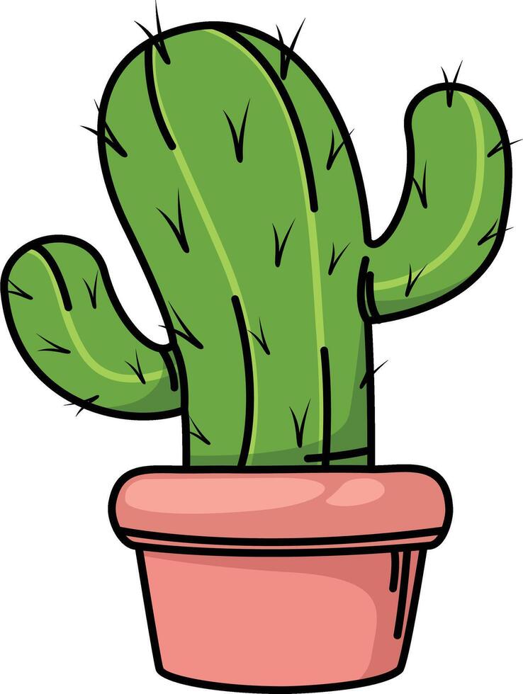 illustration of cactus outline isolated on white background vector