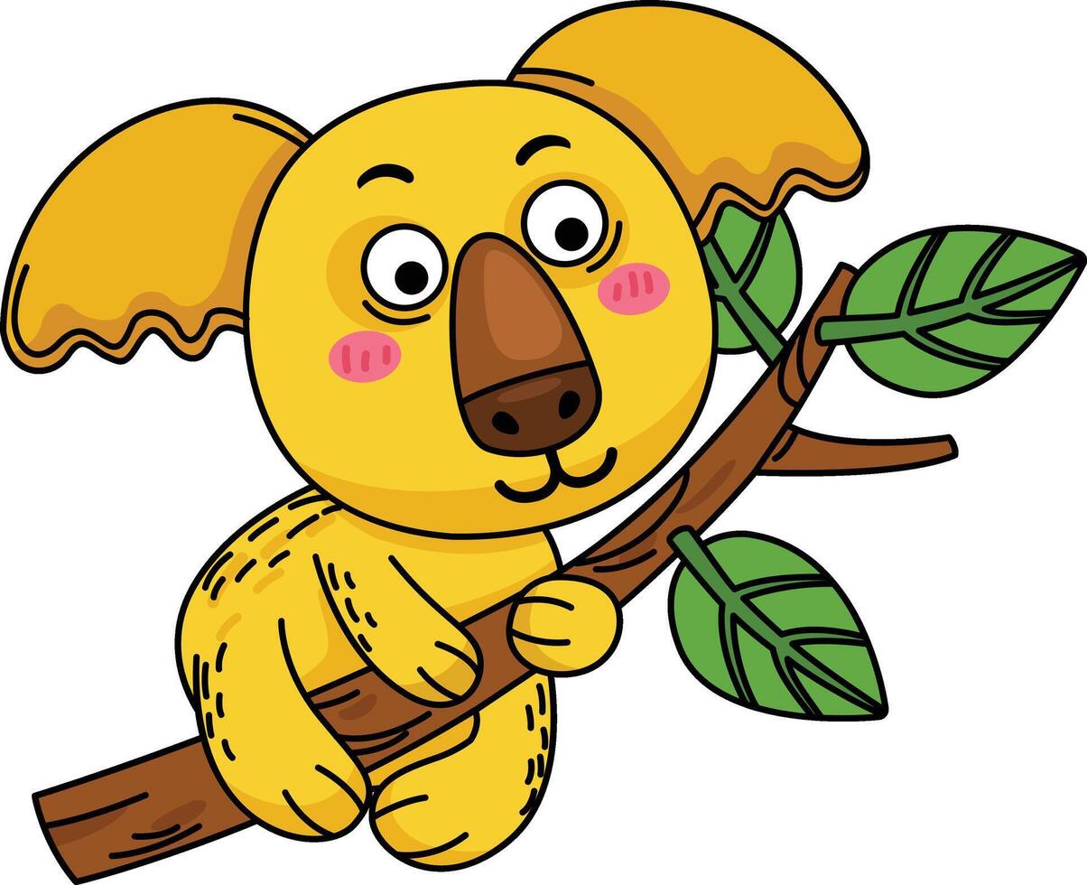 illustration of koala character outline white on background vector