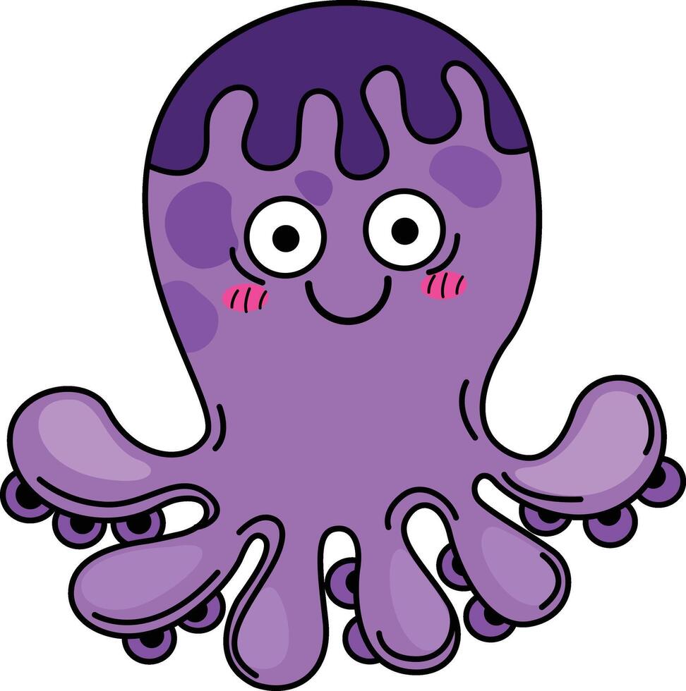 illustration of squid outline character isolated on white background vector