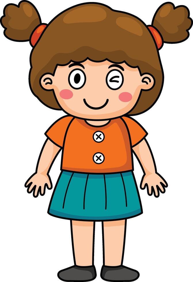 cute little kid girl standing illustration vector