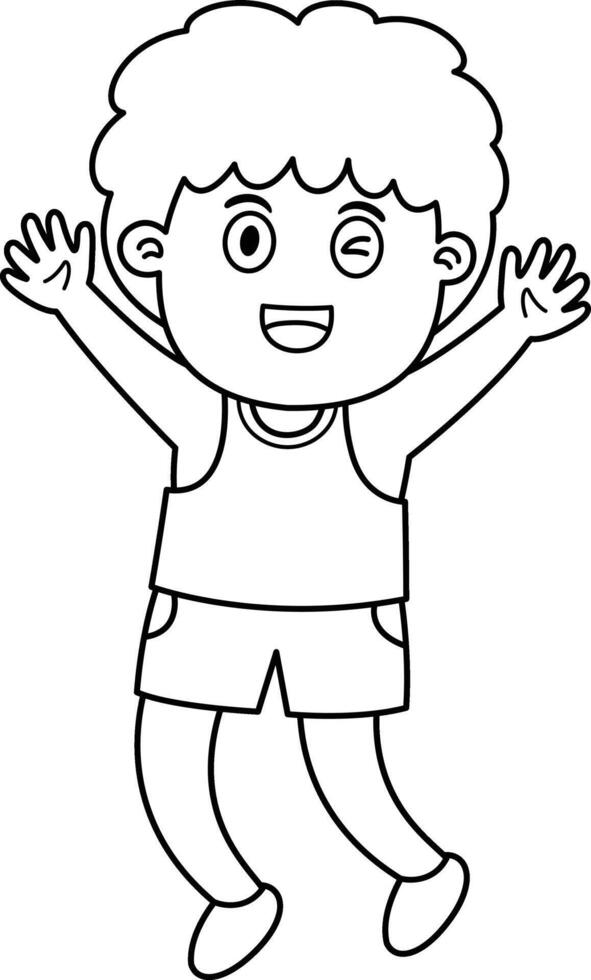 Kid boy stand happy celebrating pose vector