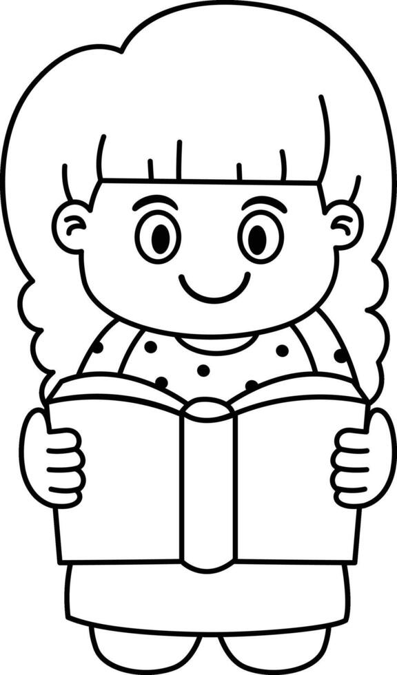 Kid girl reading book illustration vector
