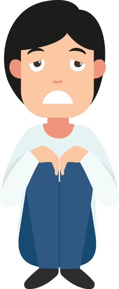 Sad man crying illustration vector