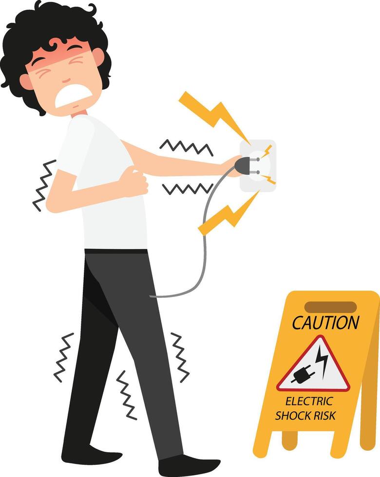 Electric shock risk caution sign vector