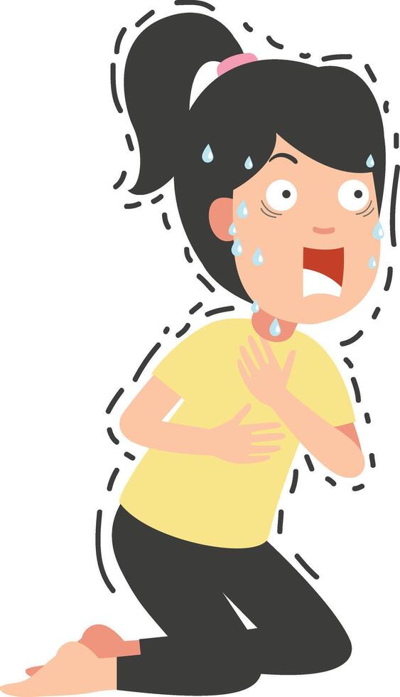 young woman feel afraid illustration vector